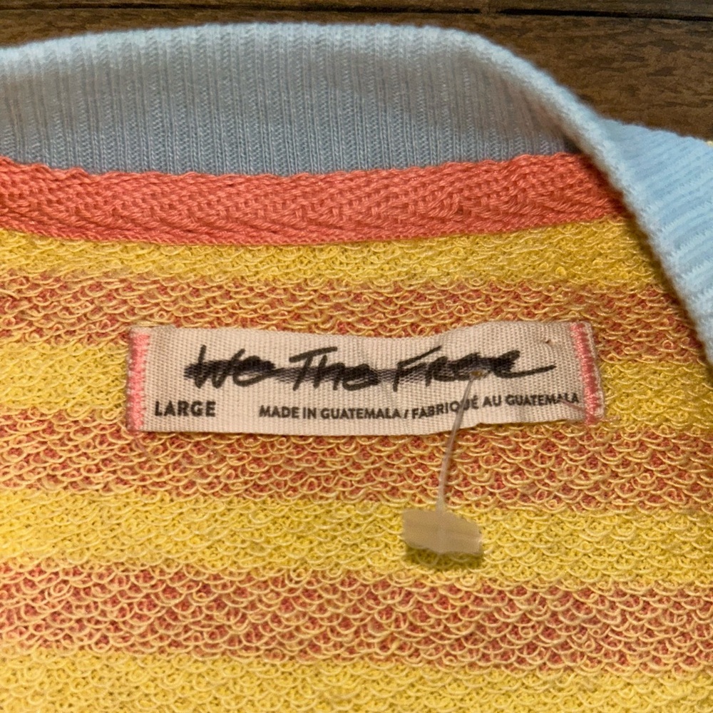 We The Free Classic Striped Oversized Crewneck Yellow Pink Blue Top Rated - Picture 6 of 11